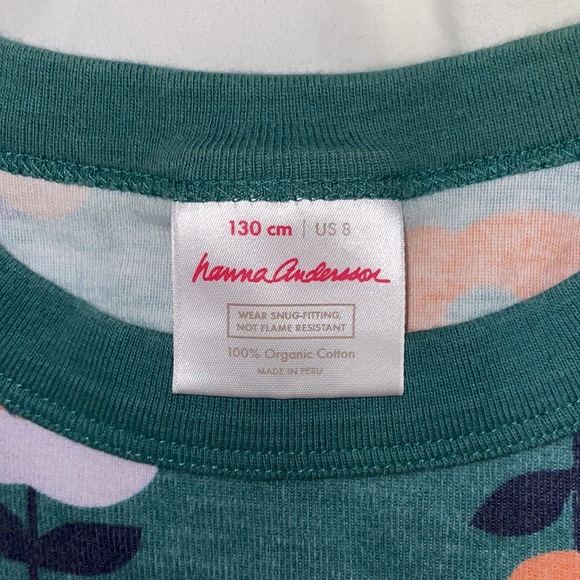 Hanna Andersson pajama top green flower print 8 - Picture 2 of 3